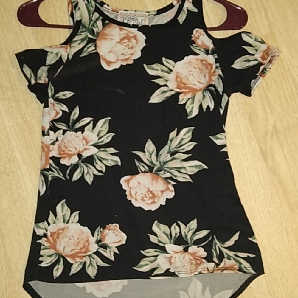 Black floral girl top